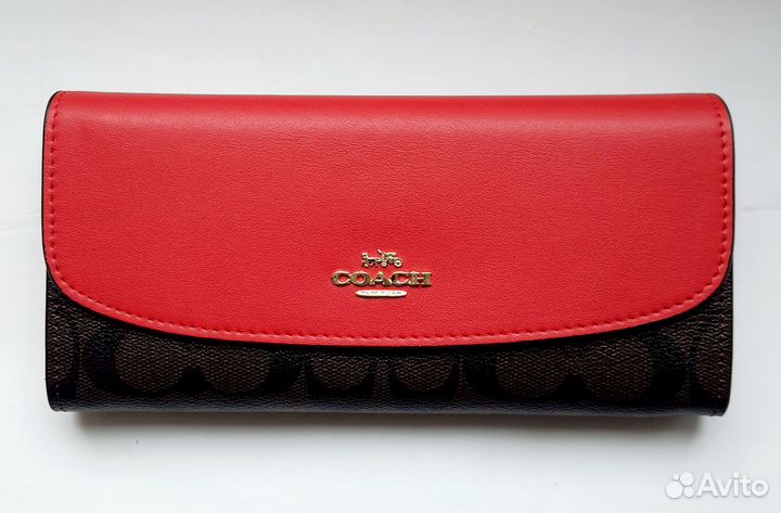 Портмоне Coach красно-коричневый