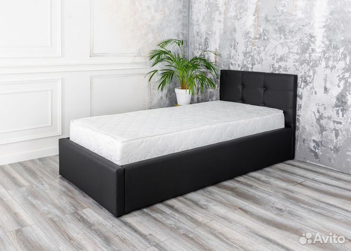 Кровать с матрасом 80х200 черная Роза новая