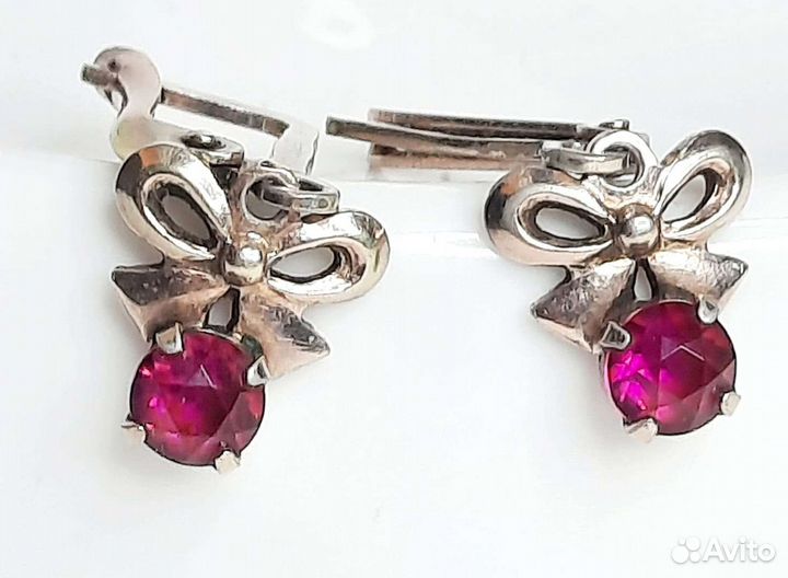 Серьги-бантики. Серебро 925пр(звезда)