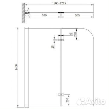 Шторка для ванны Cezares Eco-O-V-21-120/140-C-Cr