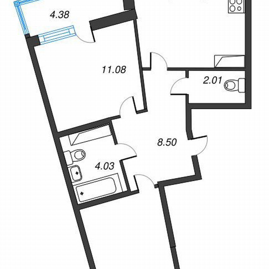 2-к. квартира, 59,5 м², 3/22 эт.