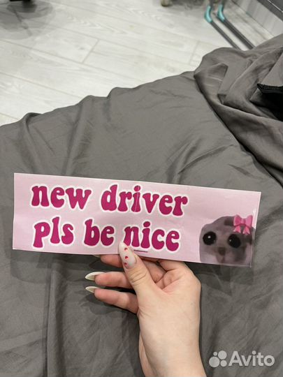 Наклейка new driver pls be nice