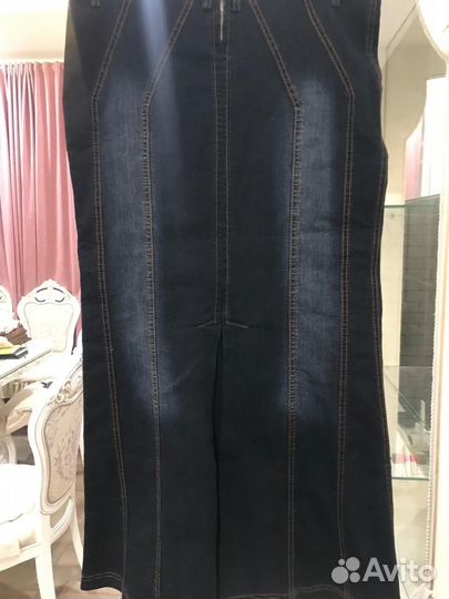 Джинсовая юбка длинная 48 50