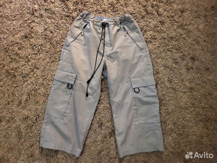 Брюки карго укороченные бежево-зеленые Bonprix