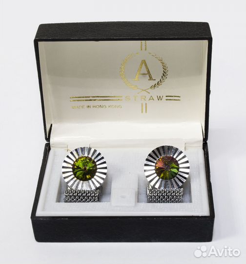 Запонки stram с разноцветными вставками в коробке