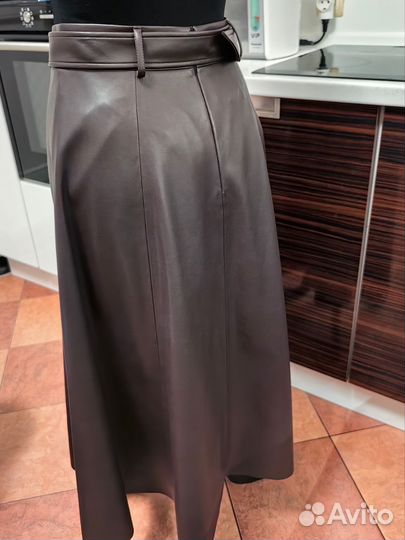 Юбка из экокожи шоколад Calista