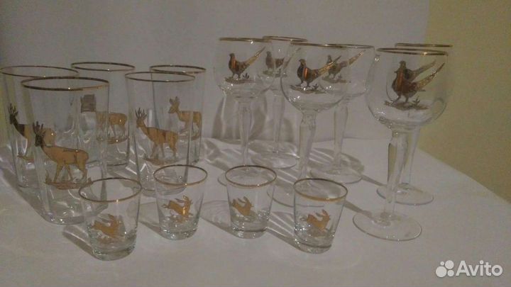 Набор бокалов с фазанами,стаканов,стопок Bohemia