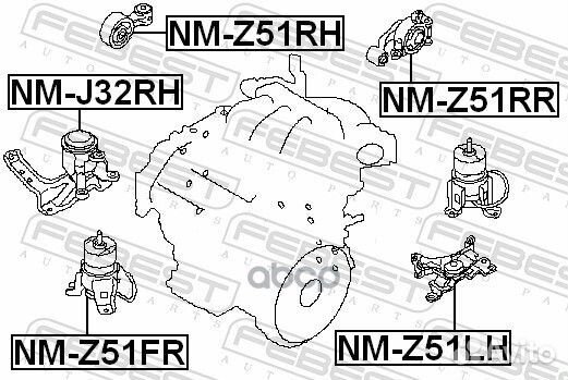 Опора двс nissan murano 07- лев. NMZ51LH Febest