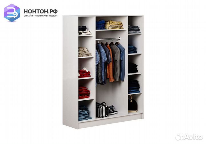 Шкаф 4-х створчатый Каролина белый глянец / белый