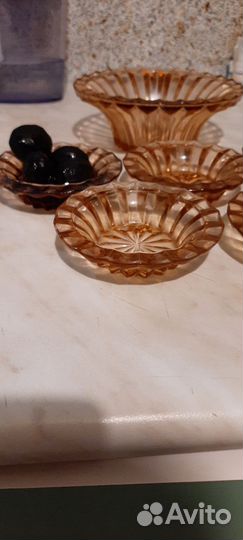 Конфетница набор СССР цветное стекло