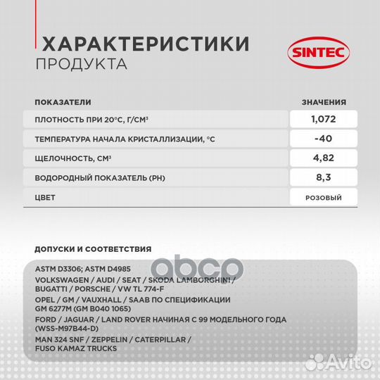Sintec Antifreeze Premium G12 pink -40 5кг 990564