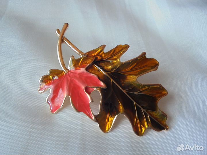 Брошь кленовые листья 7Х5 см дизайн испания