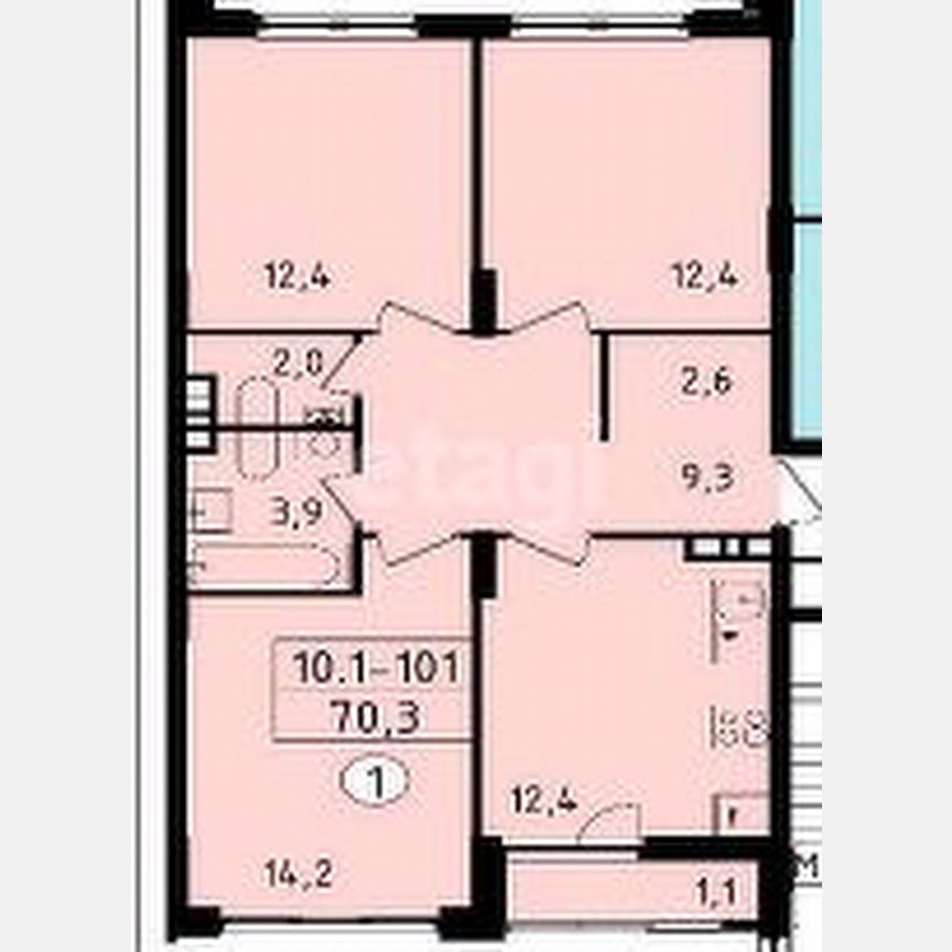3-к. квартира, 70,3 м², 5/20 эт.