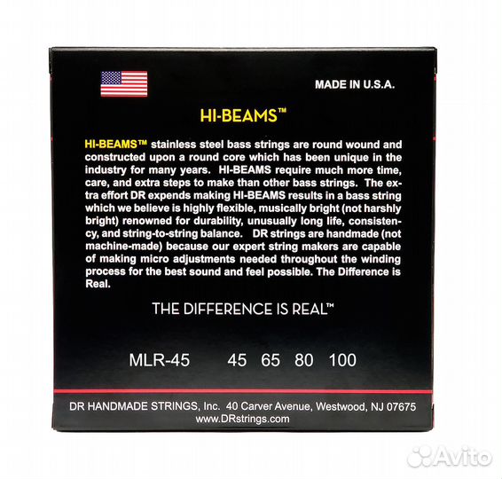 Струны для бас-гитары DR MLR-45 Hi-Beam Light 45-100 Medium