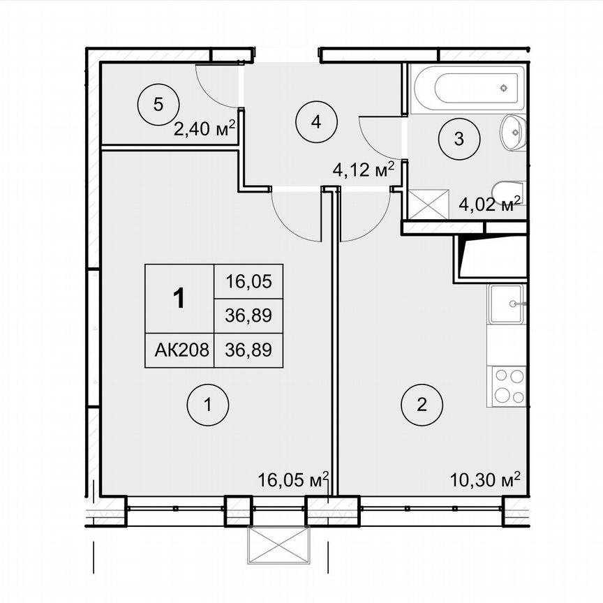1-к. квартира, 36,9 м², 12/12 эт.