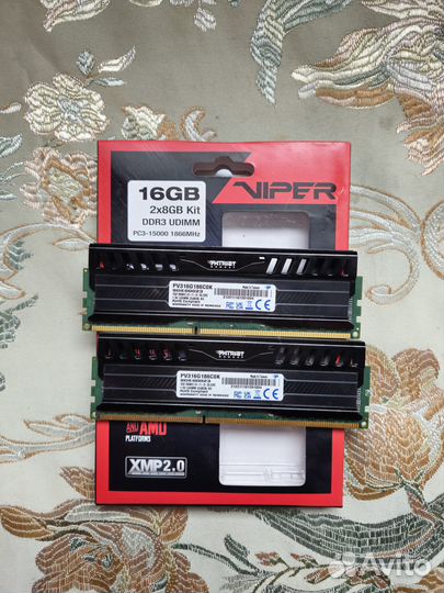 Patriot Memory viper 3 16 гб DDR3 1866 мгц