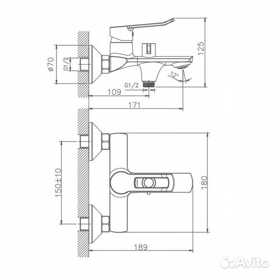 Смеситель для ванны Haiba hb60556 Хром