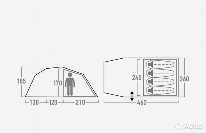 Палатка 4 местная outventure