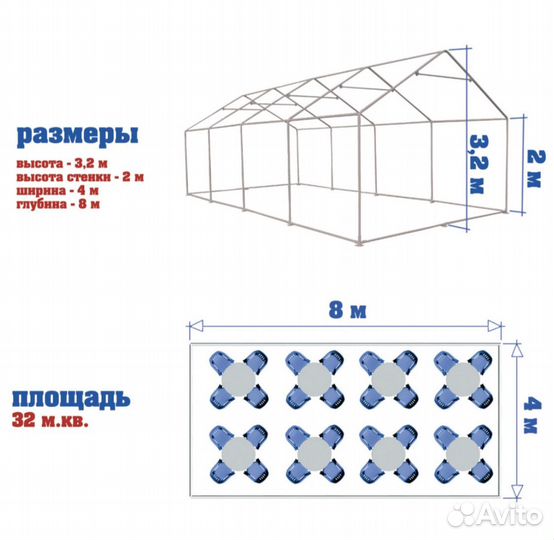 Шатёр павильон тент пвх 4х8 м