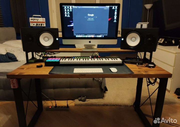 Компьютерный стол лофт и полки