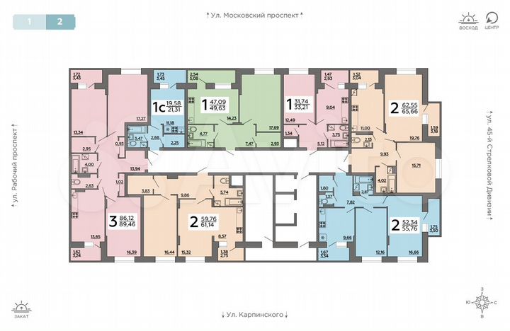 2-к. квартира, 61,1 м², 13/18 эт.