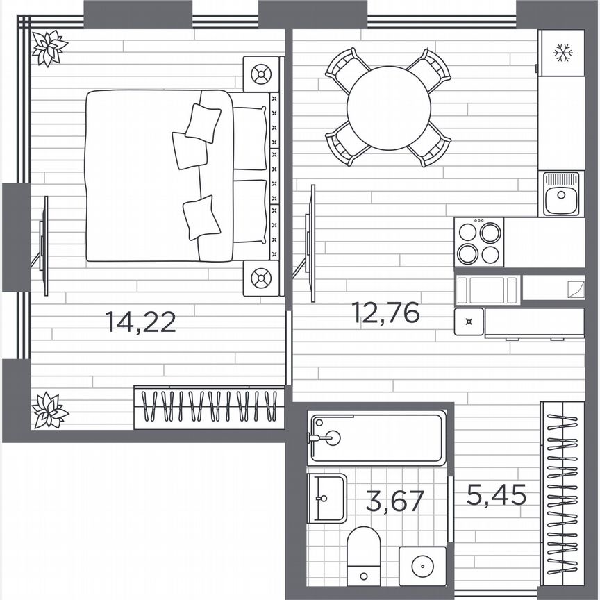 1-к. квартира, 36,1 м², 3/5 эт.