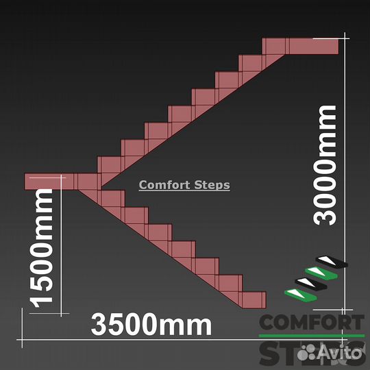 Металлокаркас лестницы с монтажом