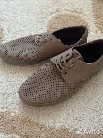 Кожаные Мокасины с перфорацией мужские 43 размер
