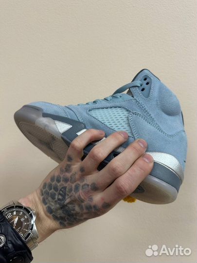 Кроссовки Nike Jordan 5 Blue Bird Голубые