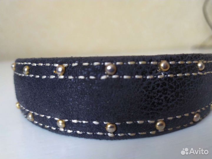 Ободок для волос кожаный Италия