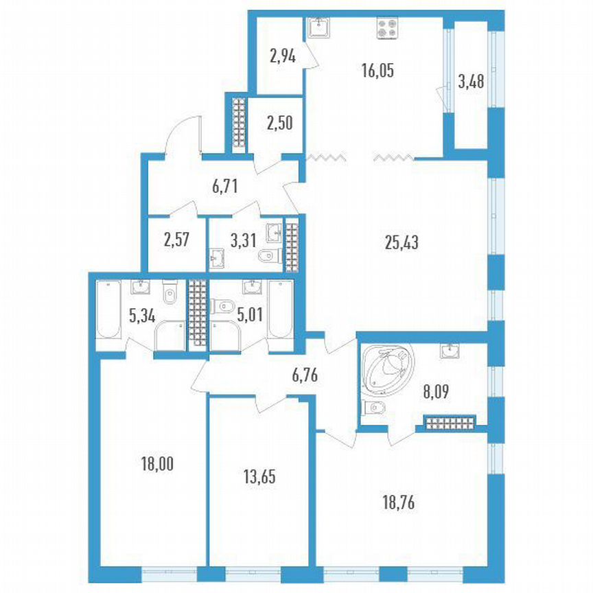4-к. квартира, 136 м², 19/23 эт.