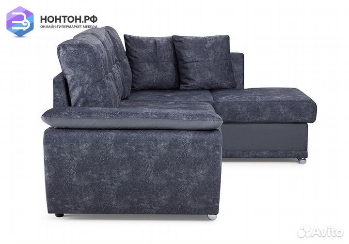 Диван угловой дельфин Риттэр графит / серый