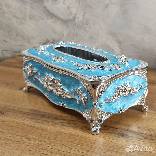 Винтажная настольная салфетница, голубой