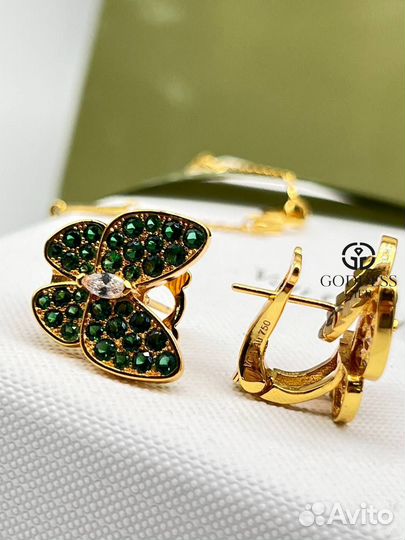 Серьги Золото Цирконы Van Cleef Arpels