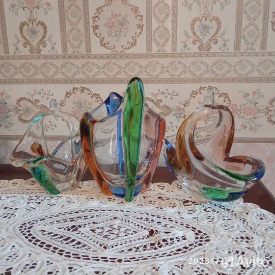 Вазы из цветного стекла Чехия