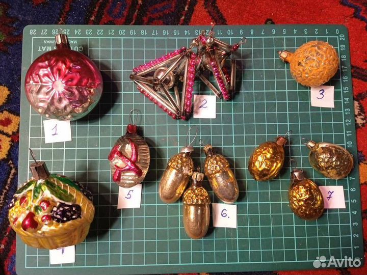 Елочные игрушки СССР корзина с фруктами и другое