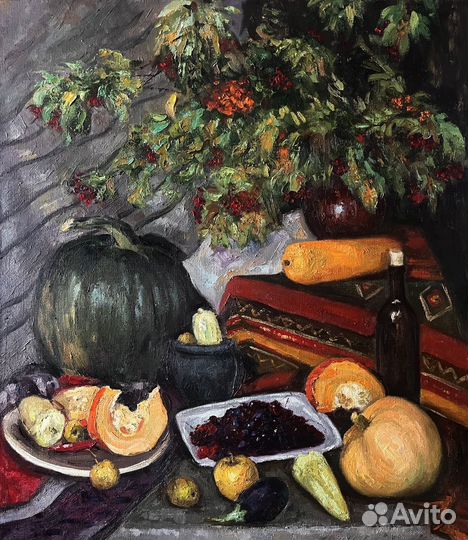 Картина маслом натюрморт с тыквами