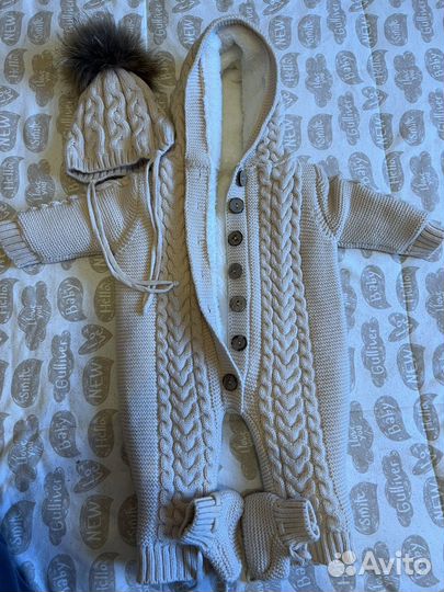 Комбинезон вязаный для новорожденных