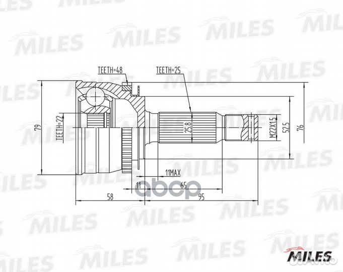 ШРУС hyundai getz 1.3-1.6 02- нар.(ABS) ga20165