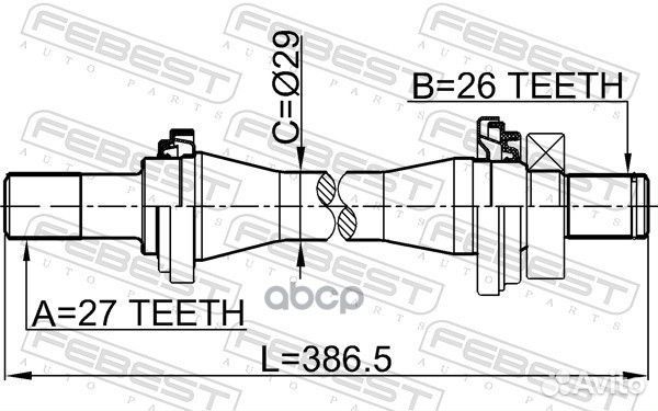 Вал hyundai tucson 06- приводной 27X386X26