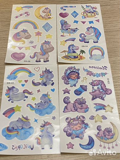 Детские наклейки тату переводки Единорог