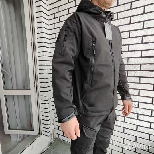 Тактический костюм softshell черный