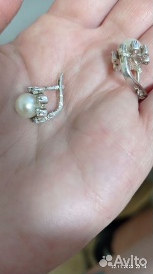 Серебро серьги кольцо