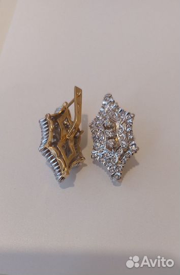 Серьги+кольцо 750 проба с бриллиантами
