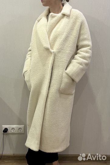 Экошуба белая женская длинная / 44-46 размер