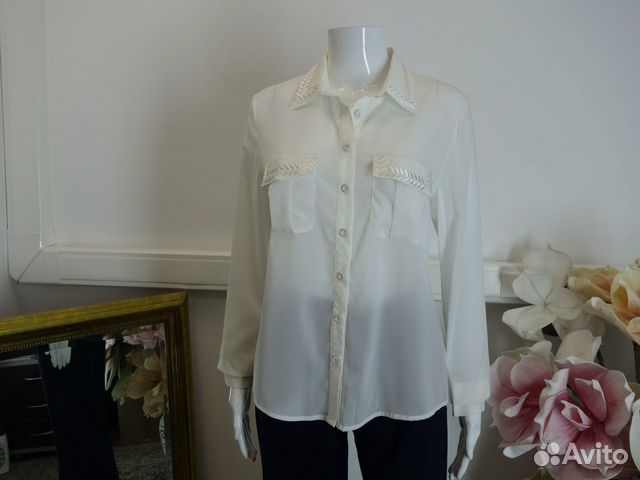 Leticia Milano белая блузка рубашка s/m