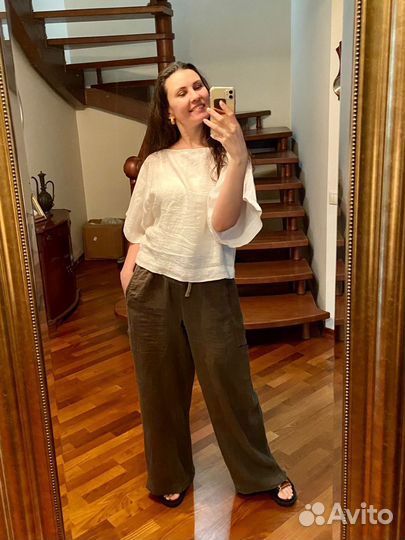 Блузка топ туника zara лен раз.46