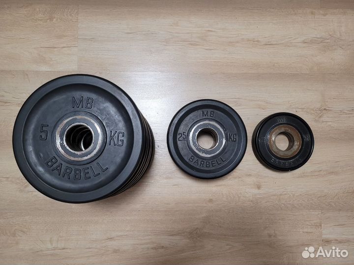 MB Barbell евро-классик блины, гриф EZ, гантели