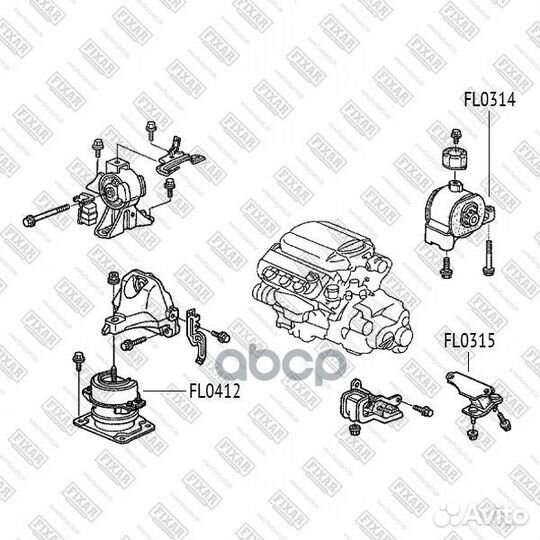 Опора двигателя honda MR-V 03- задн. FL0314 fixar