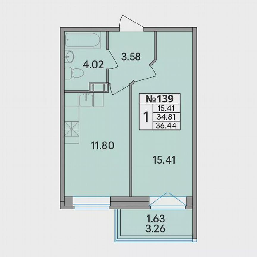 1-к. квартира, 36,4 м², 5/8 эт.